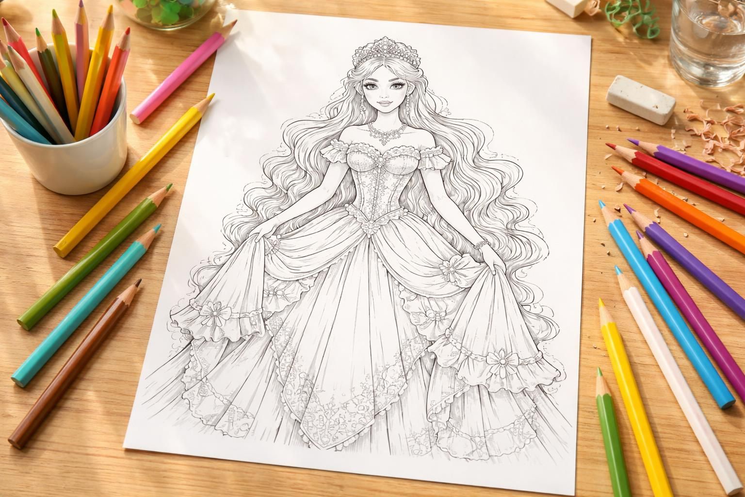 téléchargez et imprimez un coloriage de princesse pour divertir vos enfants tout en stimulant leur créativité et leur imagination.