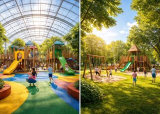 découvrez les avantages des aires de jeux couvertes et extérieures pour choisir celle qui convient le mieux à vos besoins et à ceux des enfants.