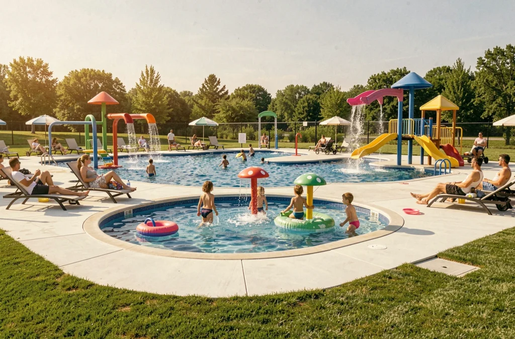 Piscine extérieure et jeux aquatiques de plein air à Axoplage Templeuve avec familles et enfants sous le soleil